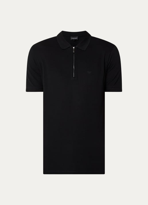Armani Regular fit polo met logoborduring - voorkant 3 zwart