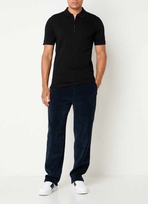 Armani Regular fit polo met logoborduring - voorkant 4 zwart