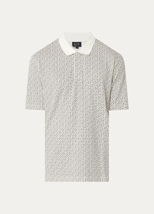 Armani Regular fit polo met logoprint - voorkant ivoor