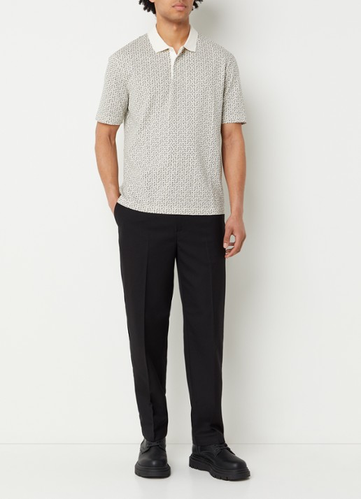 Armani Regular fit polo met logoprint - voorkant 2 ivoor