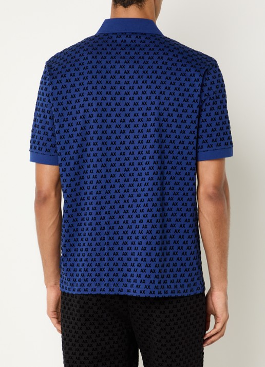 Armani Regular fit polo met logoprint - achterkant 3 kobaltblauw