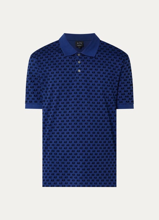Armani Regular fit polo met logoprint - voorkant kobaltblauw