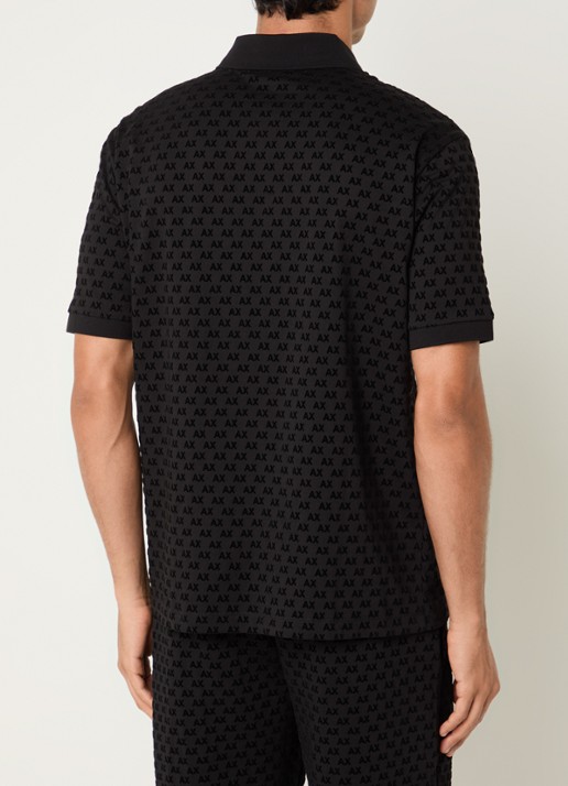 Armani Regular fit polo met logoprint - achterkant 2 zwart