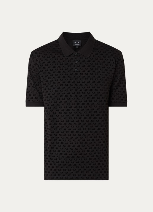 Armani Regular fit polo met logoprint - voorkant 3 zwart