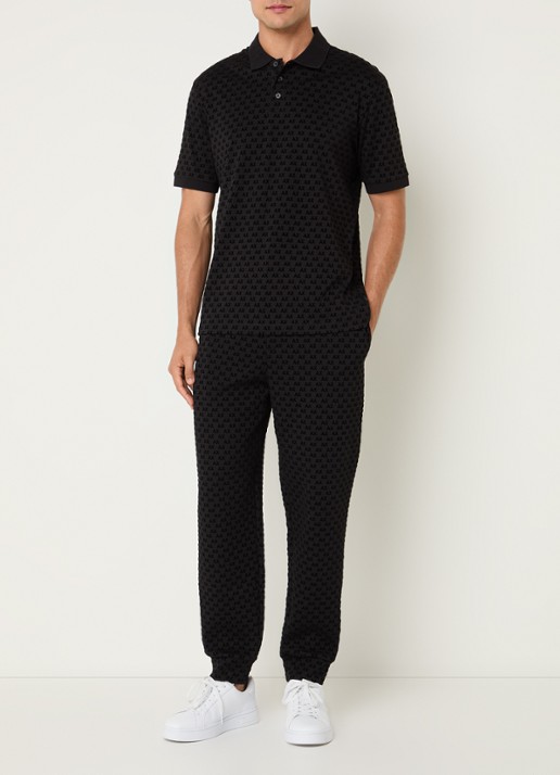 Armani Regular fit polo met logoprint - voorkant 4 zwart