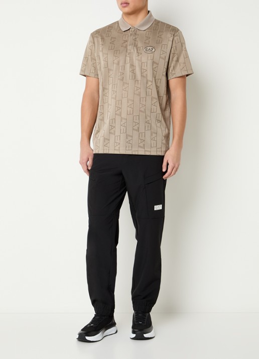 Armani Regular fit polo met logoprint - voorkant 2 donkerbeige