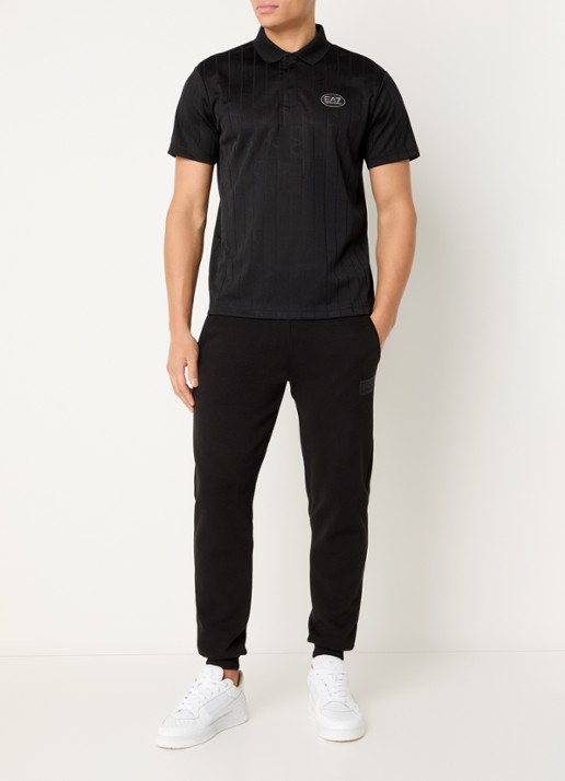 Armani Regular fit polo met logoprint - voorkant 3 fancy black logo / zwart