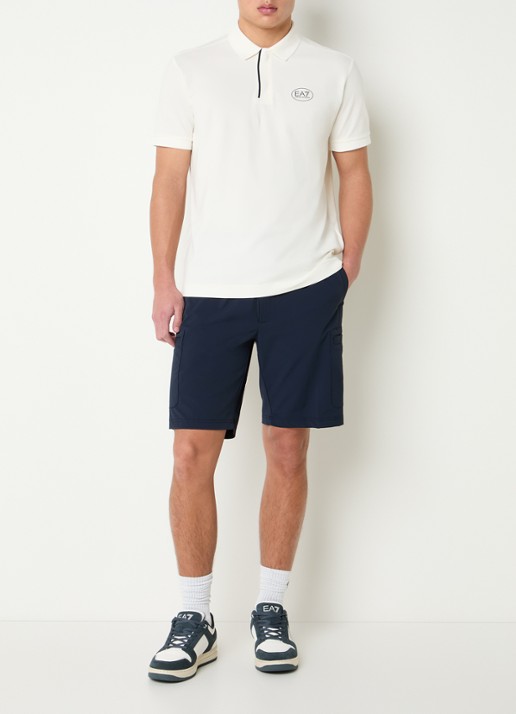 Armani Regular fit polo met logoprint - voorkant 2 gebroken wit