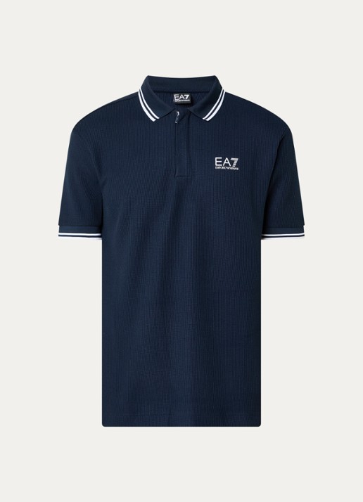 Armani Regular fit polo met logoprint - voorkant 3 donkerblauw