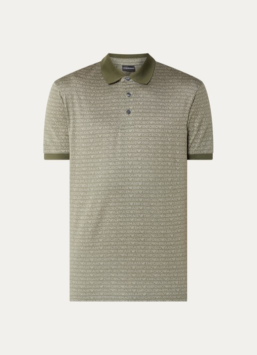 Armani Regular fit polo met logoprint - voorkant 2 olijfgroen