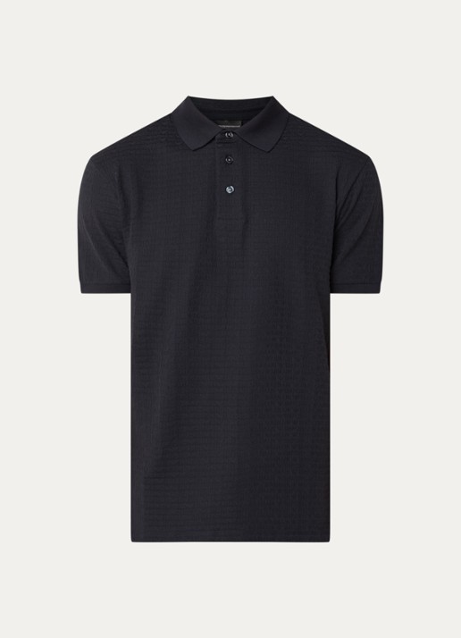 Armani Regular fit polo met logoprint - voorkant 2 donkerblauw