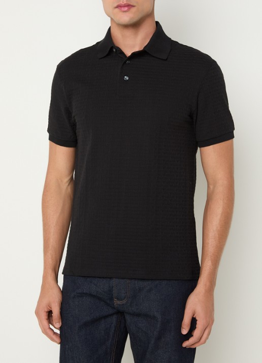 Armani Regular fit polo met logoprint - detail zwart