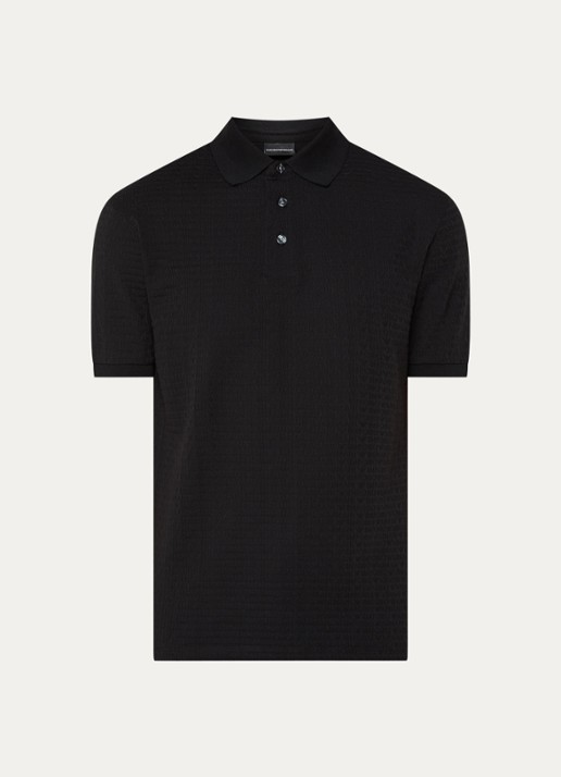 Armani Regular fit polo met logoprint - voorkant 3 zwart