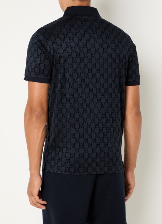 Armani Regular fit polo met logoprint - achterkant donkerblauw