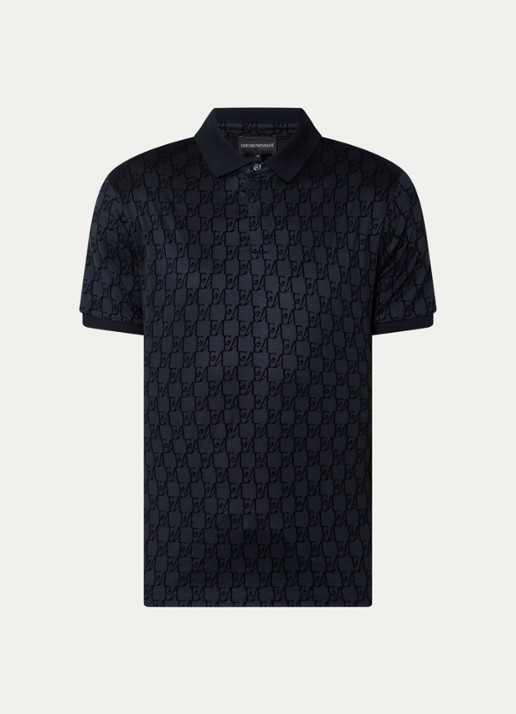 Armani Regular fit polo met logoprint - voorkant 3 donkerblauw