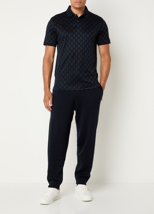 Armani Regular fit polo met logoprint - voorkant 4 donkerblauw