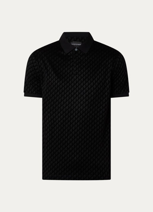 Armani Regular fit polo met logoprint - voorkant 3 zwart