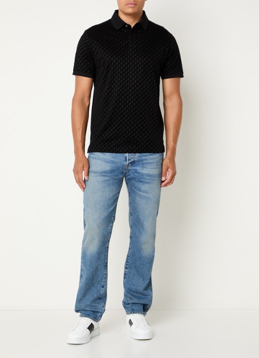 Armani Regular fit polo met logoprint - voorkant 4 zwart