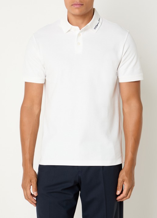 Armani Regular fit polo met stretch - detail wit