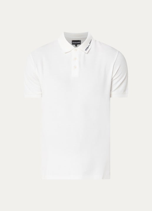 Armani Regular fit polo met stretch - voorkant 3 wit
