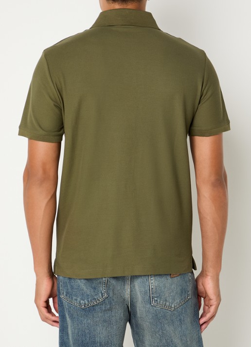 Armani Regular fit polo met stretch - achterkant 2 bronsgroen