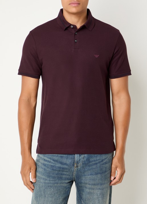 Armani Regular fit polo met stretch - detail bordeauxrood