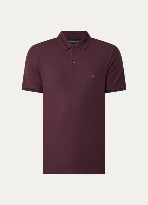 Armani Regular fit polo met stretch - voorkant 3 bordeauxrood