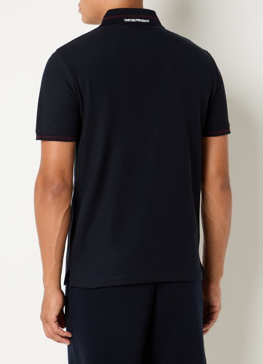 Armani Regular fit polo met stretch - achterkant 4 donkerblauw