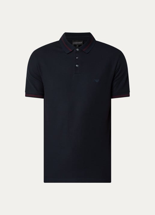 Armani Regular fit polo met stretch - voorkant donkerblauw