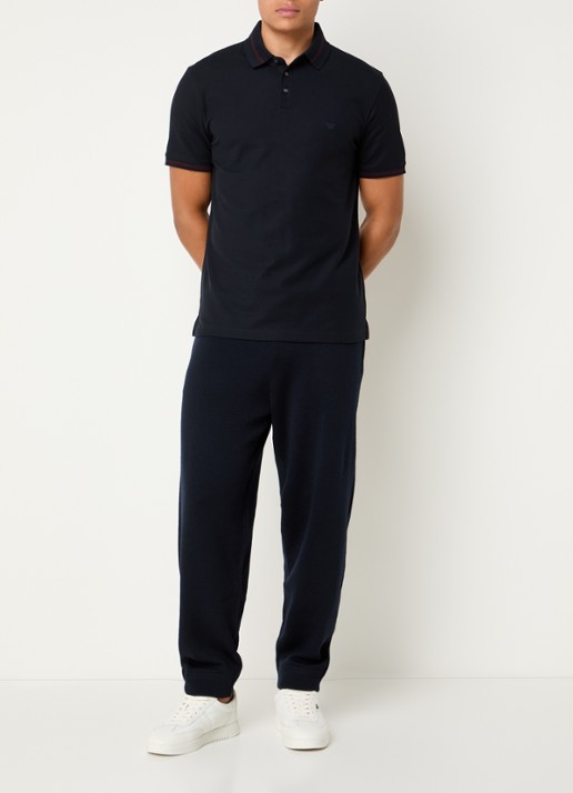 Armani Regular fit polo met stretch - voorkant 2 donkerblauw