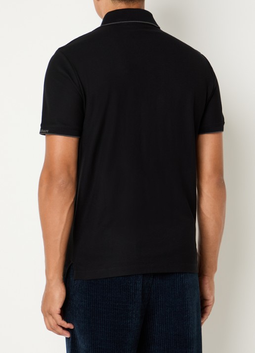 Armani Regular fit polo met stretch - achterkant 4 zwart