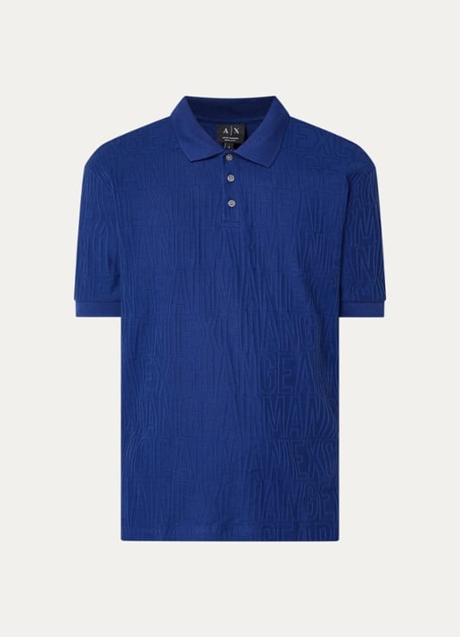 Armani Regular fit polo met structuur - voorkant 3 kobaltblauw