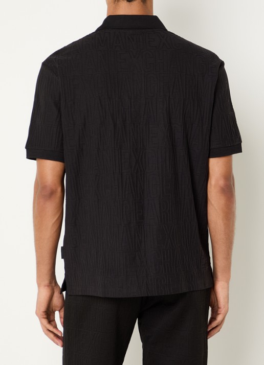 Armani Regular fit polo met structuur - achterkant 3 zwart