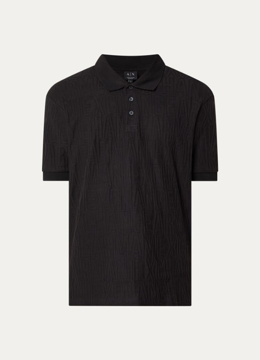 Armani Regular fit polo met structuur - voorkant zwart