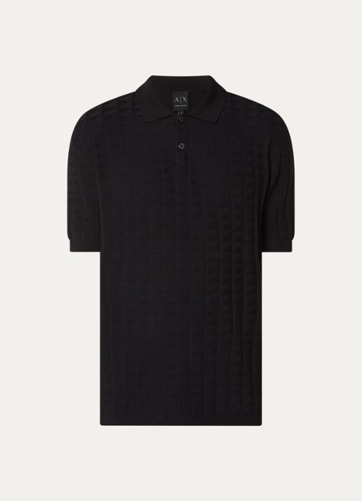Armani Regular fit polo met structuur - voorkant 2 donkerblauw
