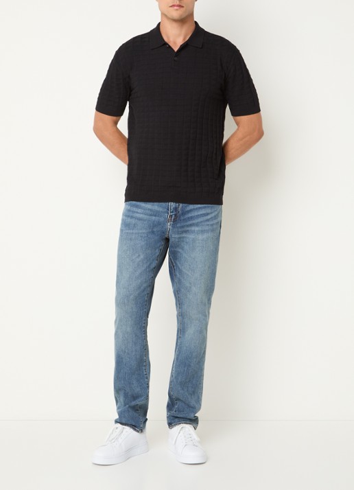 Armani Regular fit polo met structuur - voorkant 3 donkerblauw