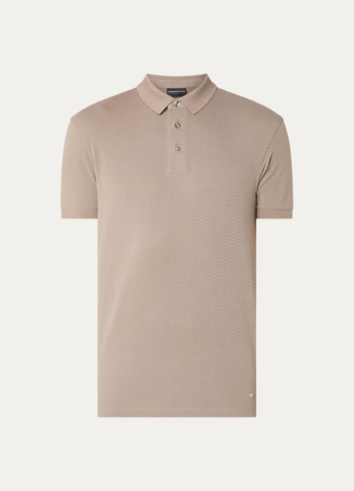 Armani Regular fit polo met structuur - voorkant 3 zand