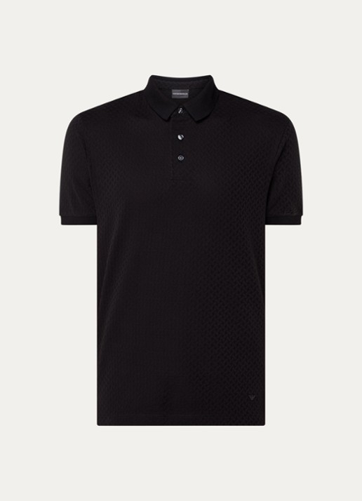 Armani Regular fit polo met structuur - voorkant donkerblauw