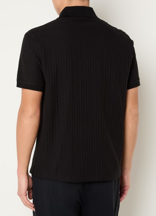 Armani Regular fit polo met structuur - achterkant zwart