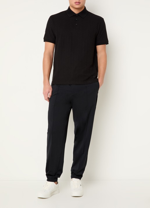 Armani Regular fit polo met structuur - voorkant 3 zwart