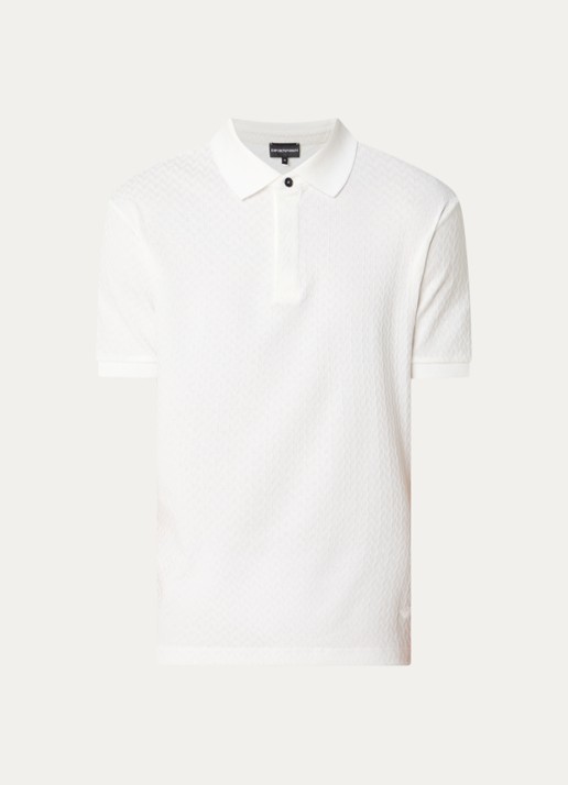 Armani Regular fit polo met structuur - voorkant 3 gebroken wit