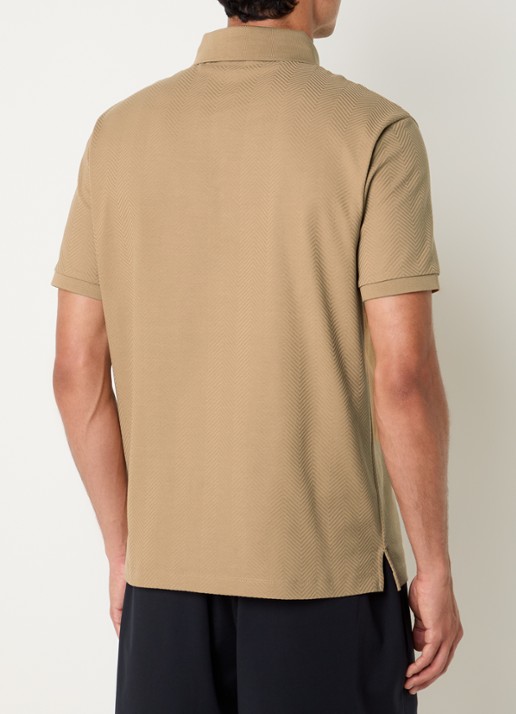 Armani Regular fit polo met structuur - achterkant 4 camel