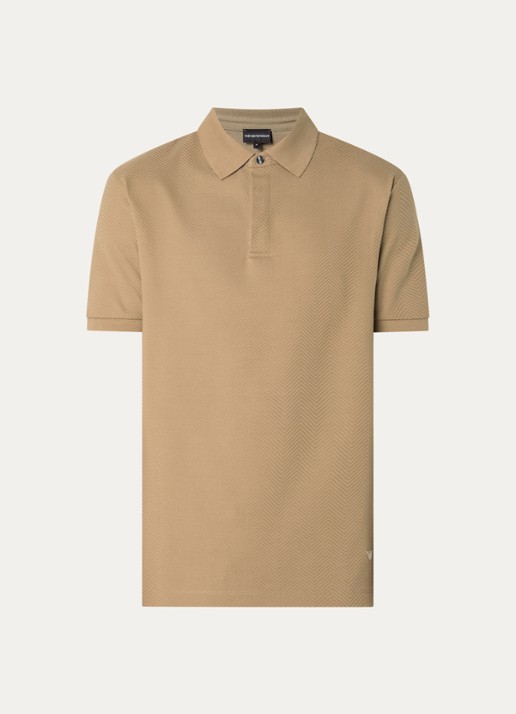 Armani Regular fit polo met structuur - voorkant camel