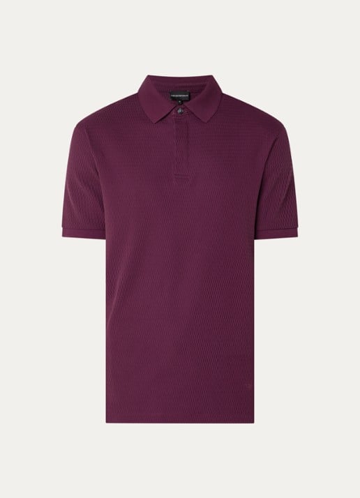 Armani Regular fit polo met structuur - voorkant aubergine