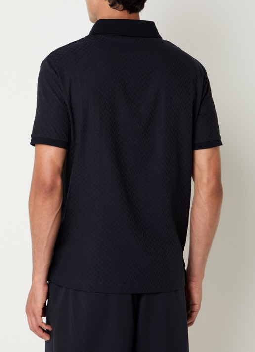 Armani Regular fit polo met structuur - achterkant 6 zwart