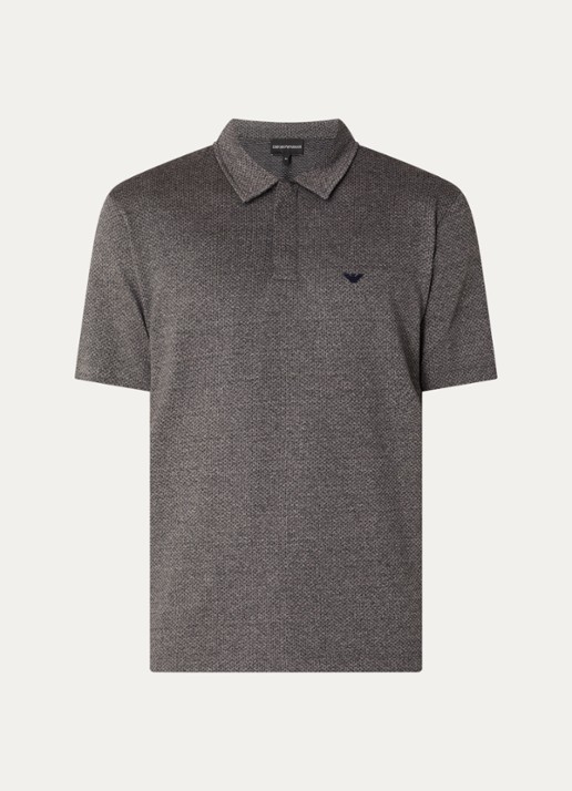 Armani Regular fit polo met structuur - voorkant 2 donkergrijs