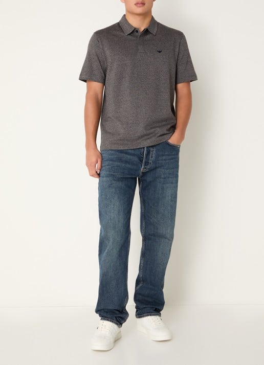 Armani Regular fit polo met structuur - voorkant 3 donkergrijs