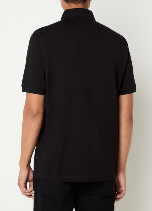 Armani Regular fit polo van piqué katoen met logo - achterkant zwart