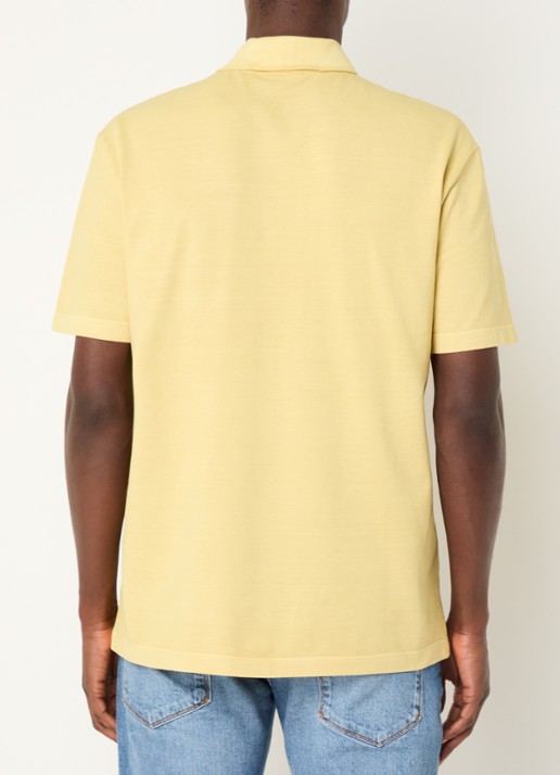 Armani Regular fit polo van piqué katoen met logoborduring - achterkant 2 geel