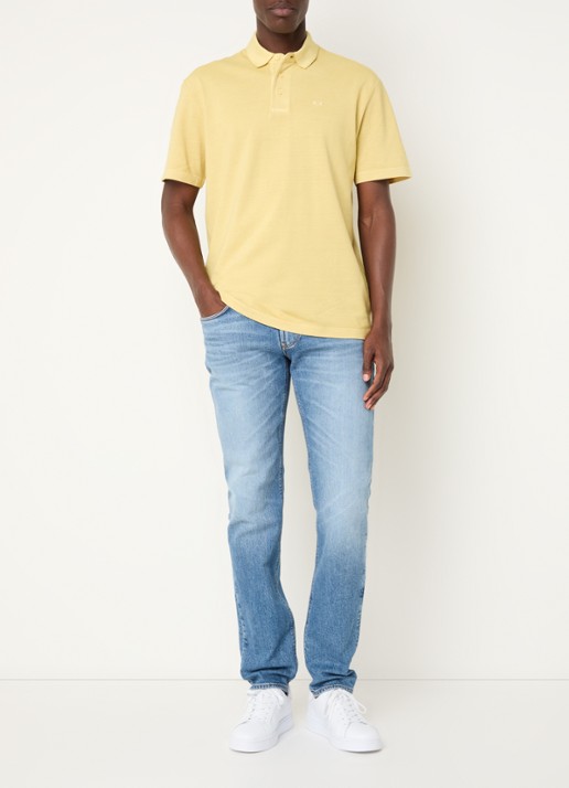Armani Regular fit polo van piqué katoen met logoborduring - voorkant 4 geel